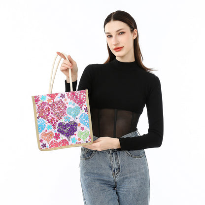 5D Diamond Painting Handbag DIY Linen Shopping Storage Bag Reusable Totes