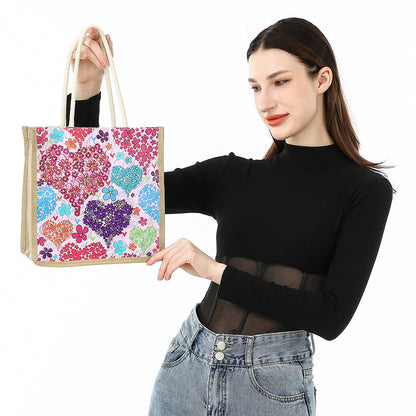 5D Diamond Painting Handbag DIY Linen Shopping Storage Bag Reusable Totes