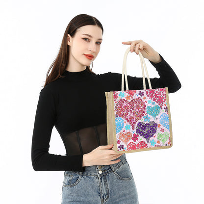 5D Diamond Painting Handbag DIY Linen Shopping Storage Bag Reusable Totes