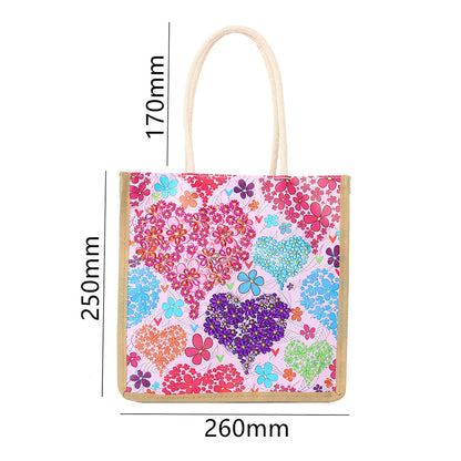 5D Diamond Painting Handbag DIY Linen Shopping Storage Bag Reusable Totes