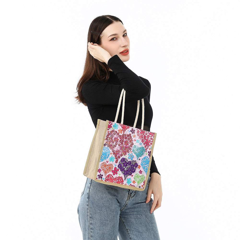 5D Diamond Painting Handbag DIY Linen Shopping Storage Bag Reusable Totes