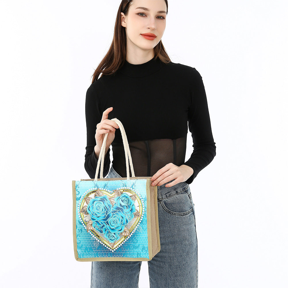 5D Diamond Painting Handbag DIY Linen Shopping Storage Bag Reusable Totes