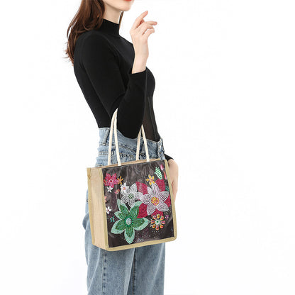 5D Diamond Painting Handbag DIY Linen Shopping Storage Bag Reusable Totes