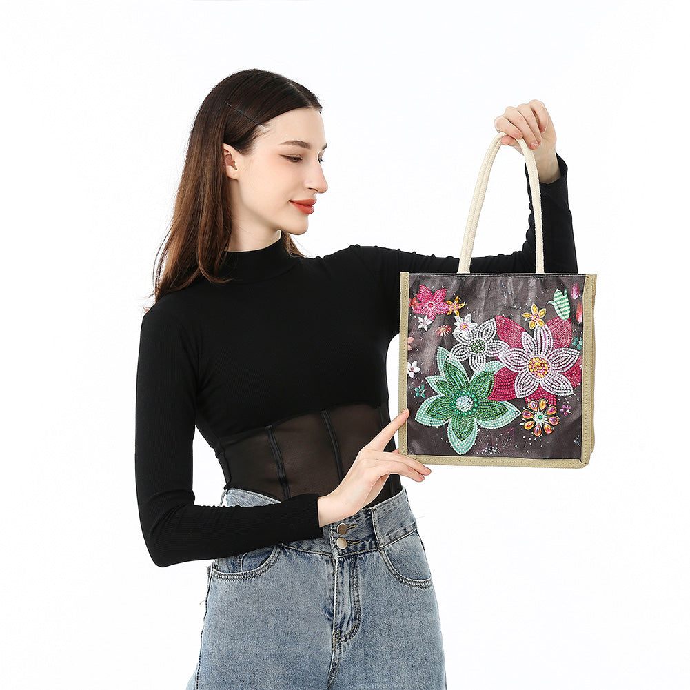 5D Diamond Painting Handbag DIY Linen Shopping Storage Bag Reusable Totes