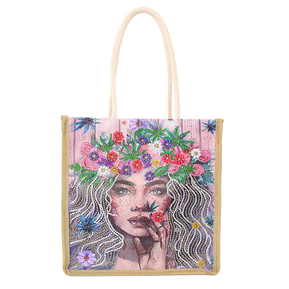 5D Diamond Painting Handbag DIY Linen Shopping Storage Bag Reusable Totes