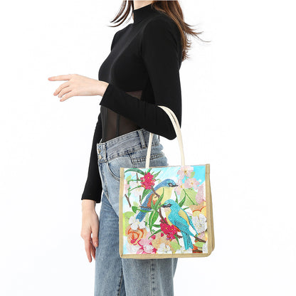 5D Diamond Painting Handbag DIY Linen Shopping Storage Bag Reusable Totes