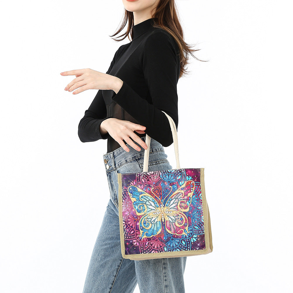 5D Diamond Painting Handbag DIY Linen Shopping Storage Bag Reusable Totes