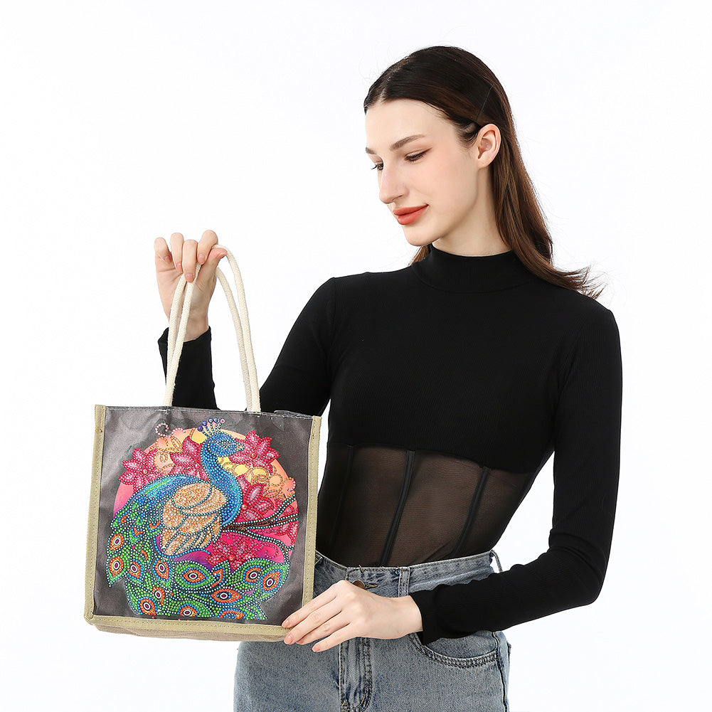 5D Diamond Painting Handbag DIY Linen Shopping Storage Bag Reusable Totes