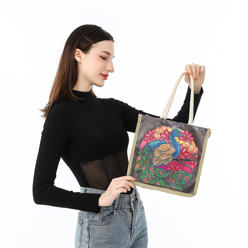 5D Diamond Painting Handbag DIY Linen Shopping Storage Bag Reusable Totes