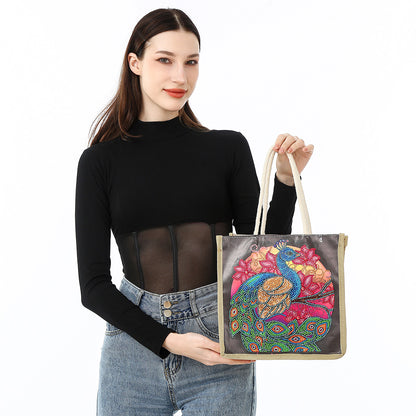 5D Diamond Painting Handbag DIY Linen Shopping Storage Bag Reusable Totes