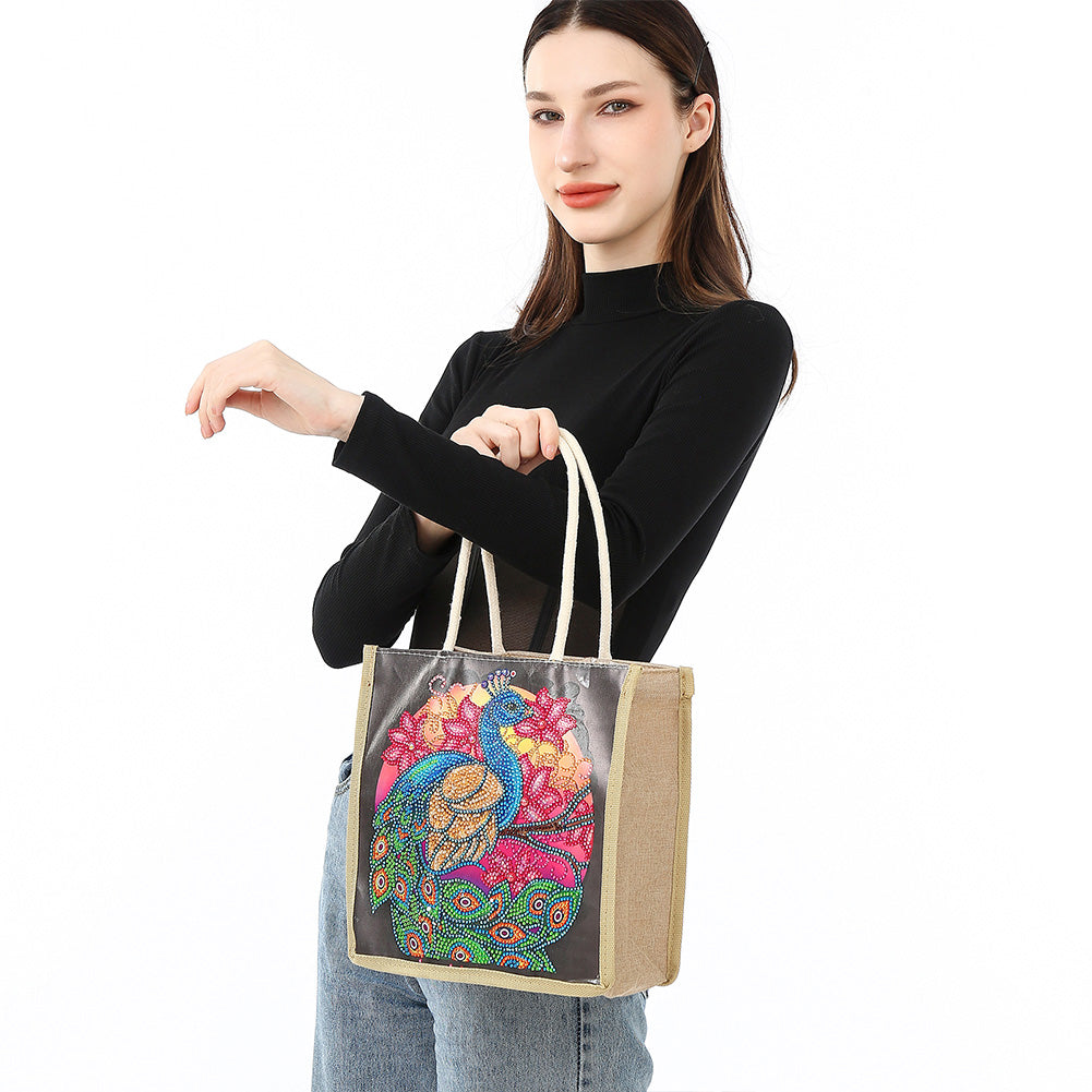 5D Diamond Painting Handbag DIY Linen Shopping Storage Bag Reusable Totes