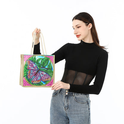 5D Diamond Painting Handbag DIY Linen Shopping Storage Bag Reusable Totes