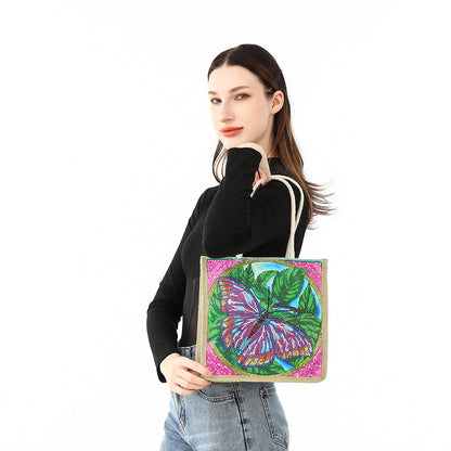 5D Diamond Painting Handbag DIY Linen Shopping Storage Bag Reusable Totes