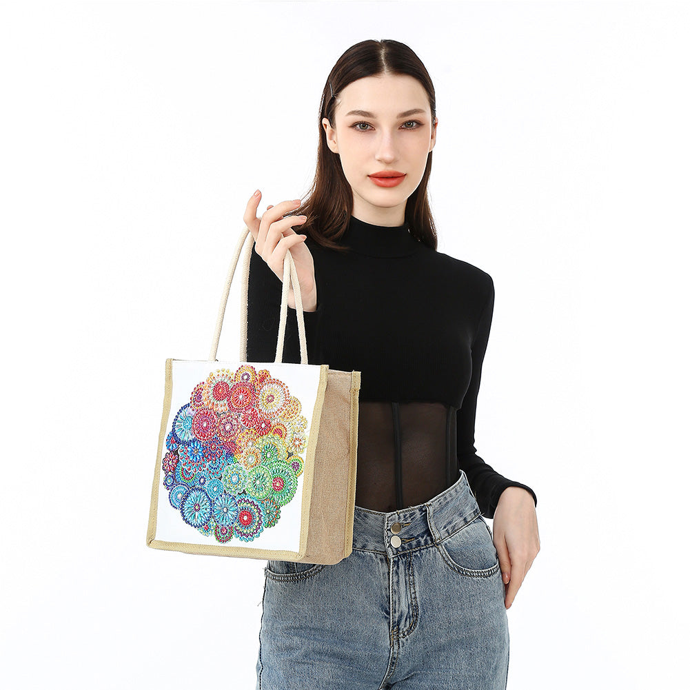 5D Diamond Painting Handbag DIY Linen Shopping Storage Bag Reusable Totes