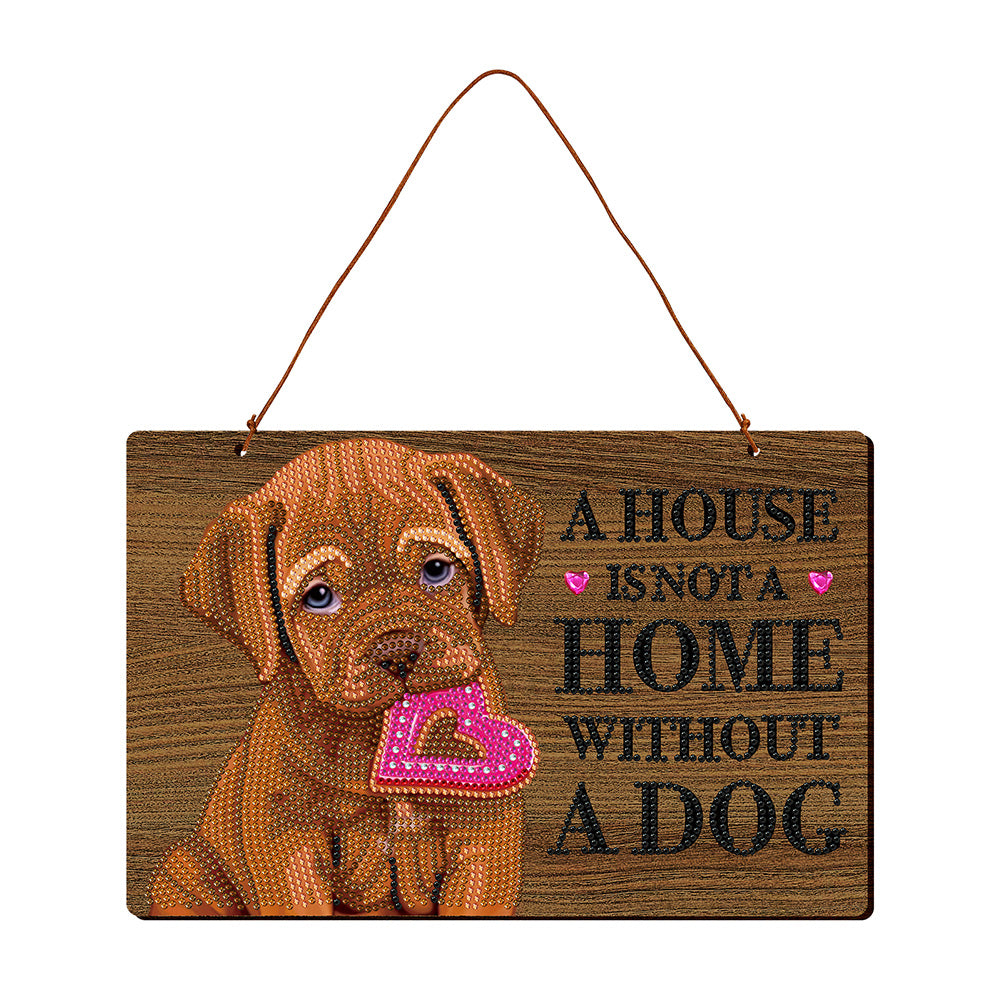 DIY Diamond Painting Dog Wooden Wall Plaque Sign Wood Plate Hanging Decor
