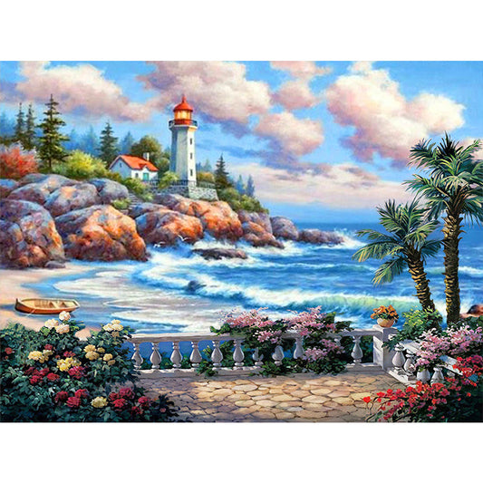 Beach Scenery - Full Round Drill Diamond Painting 40*30CM