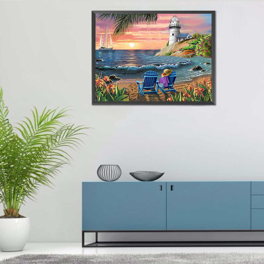 Beach Scenery - Full Round Drill Diamond Painting 40*30CM