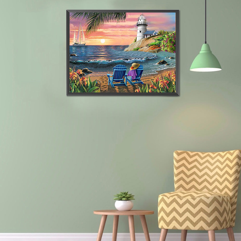 Beach Scenery - Full Round Drill Diamond Painting 40*30CM