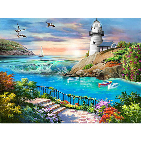 Beach Scenery - Full Round Drill Diamond Painting 40*30CM