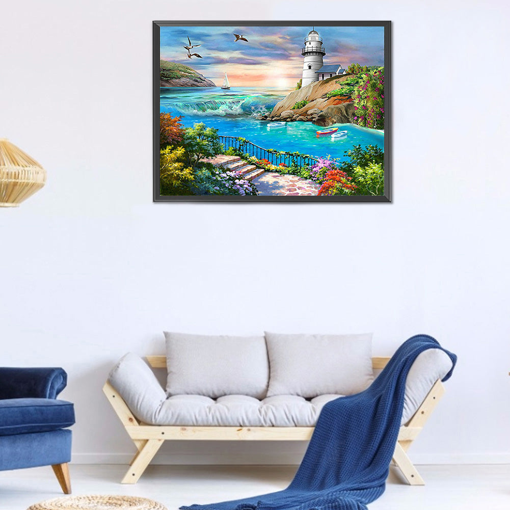 Beach Scenery - Full Round Drill Diamond Painting 40*30CM