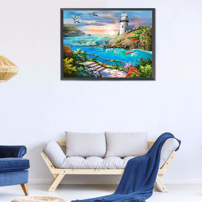 Beach Scenery - Full Round Drill Diamond Painting 40*30CM