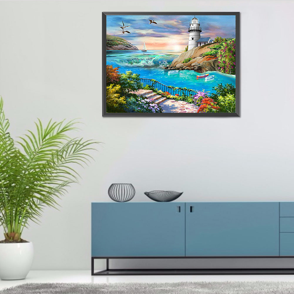 Beach Scenery - Full Round Drill Diamond Painting 40*30CM