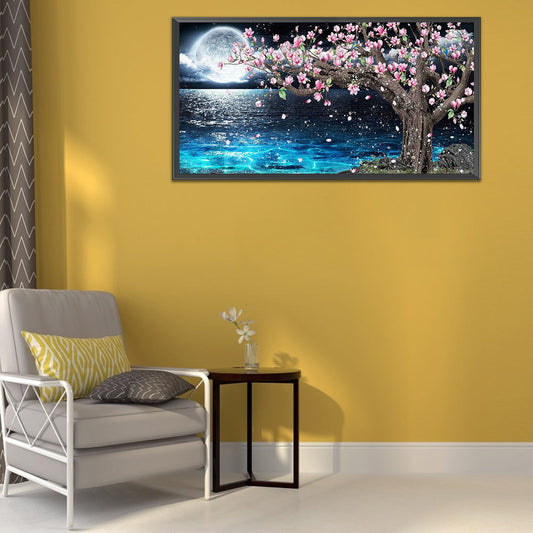 Moon Peach Blossoms - Full Round Drill Diamond Painting 80*40CM