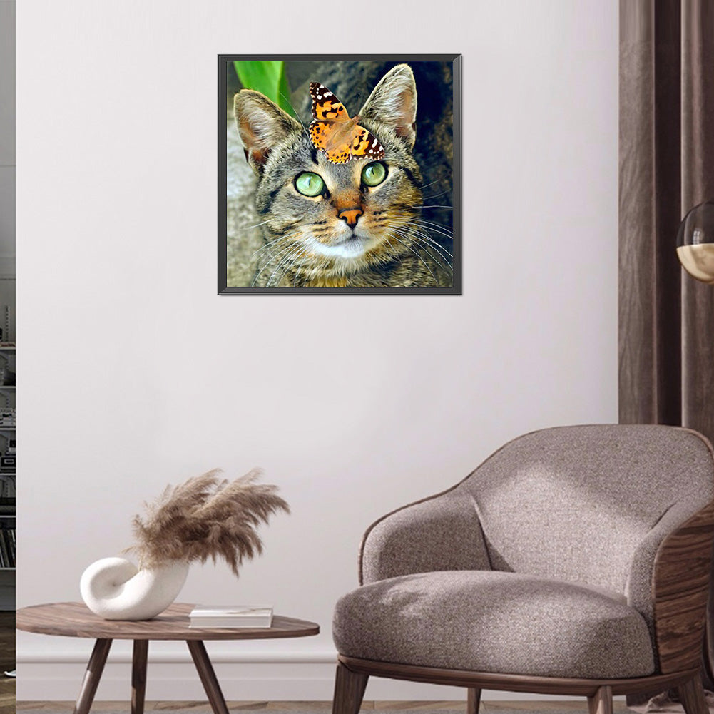 Cat - Full Round Drill Diamond Painting 30*30CM