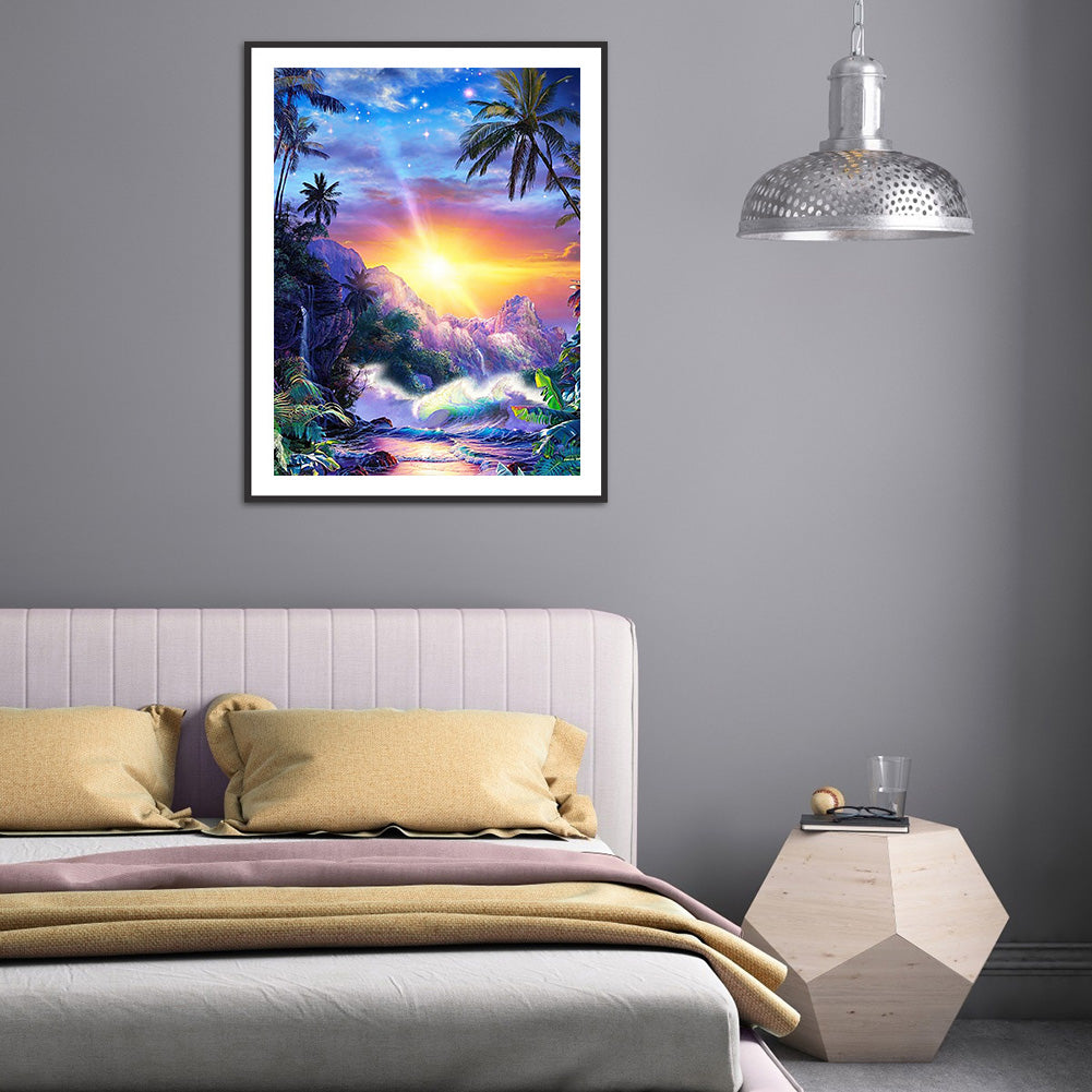 Beach Scenery - Full Round Drill Diamond Painting 30*40CM