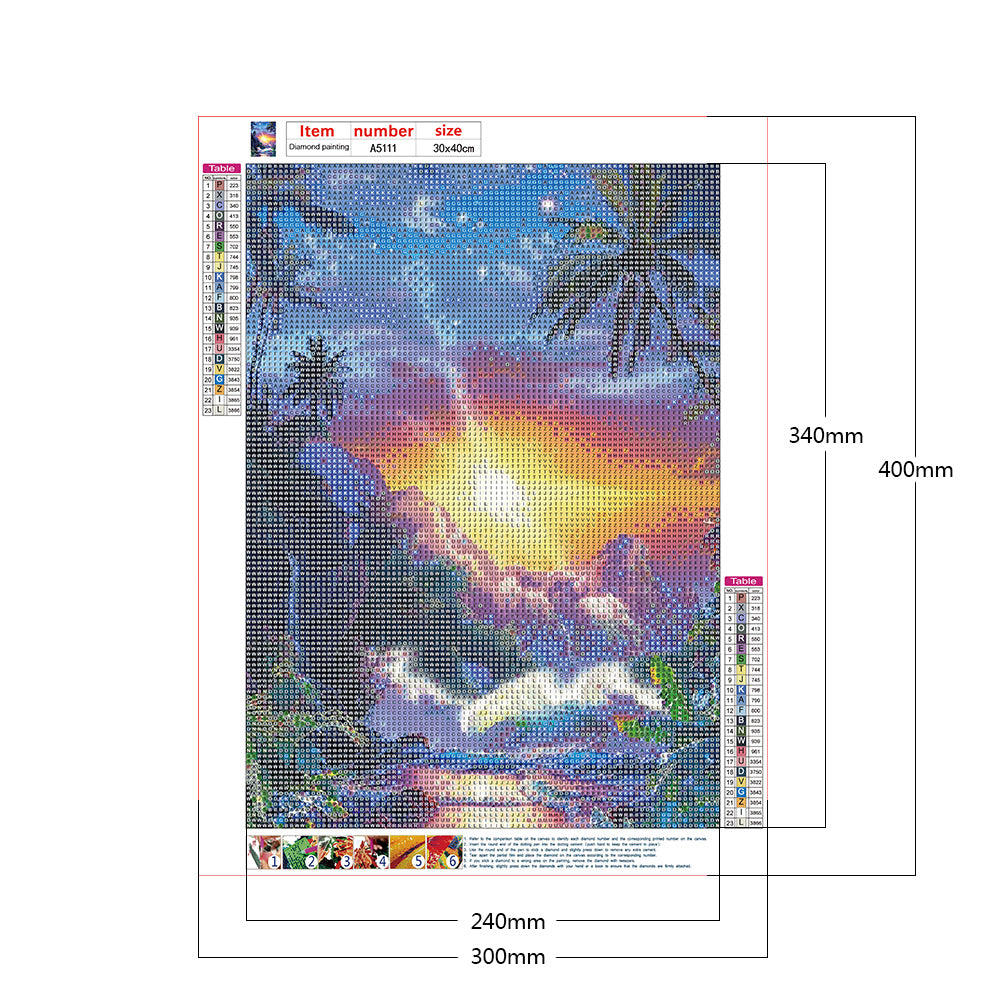 Beach Scenery - Full Round Drill Diamond Painting 30*40CM