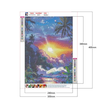 Beach Scenery - Full Round Drill Diamond Painting 30*40CM