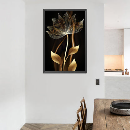 Black Gold Flowers Leaves - Full Round Drill Diamond Painting 40*60CM