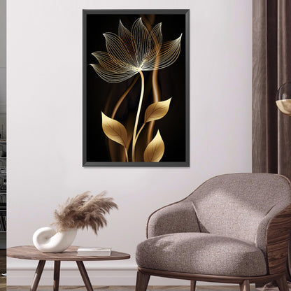 Black Gold Flowers Leaves - Full Round Drill Diamond Painting 40*60CM