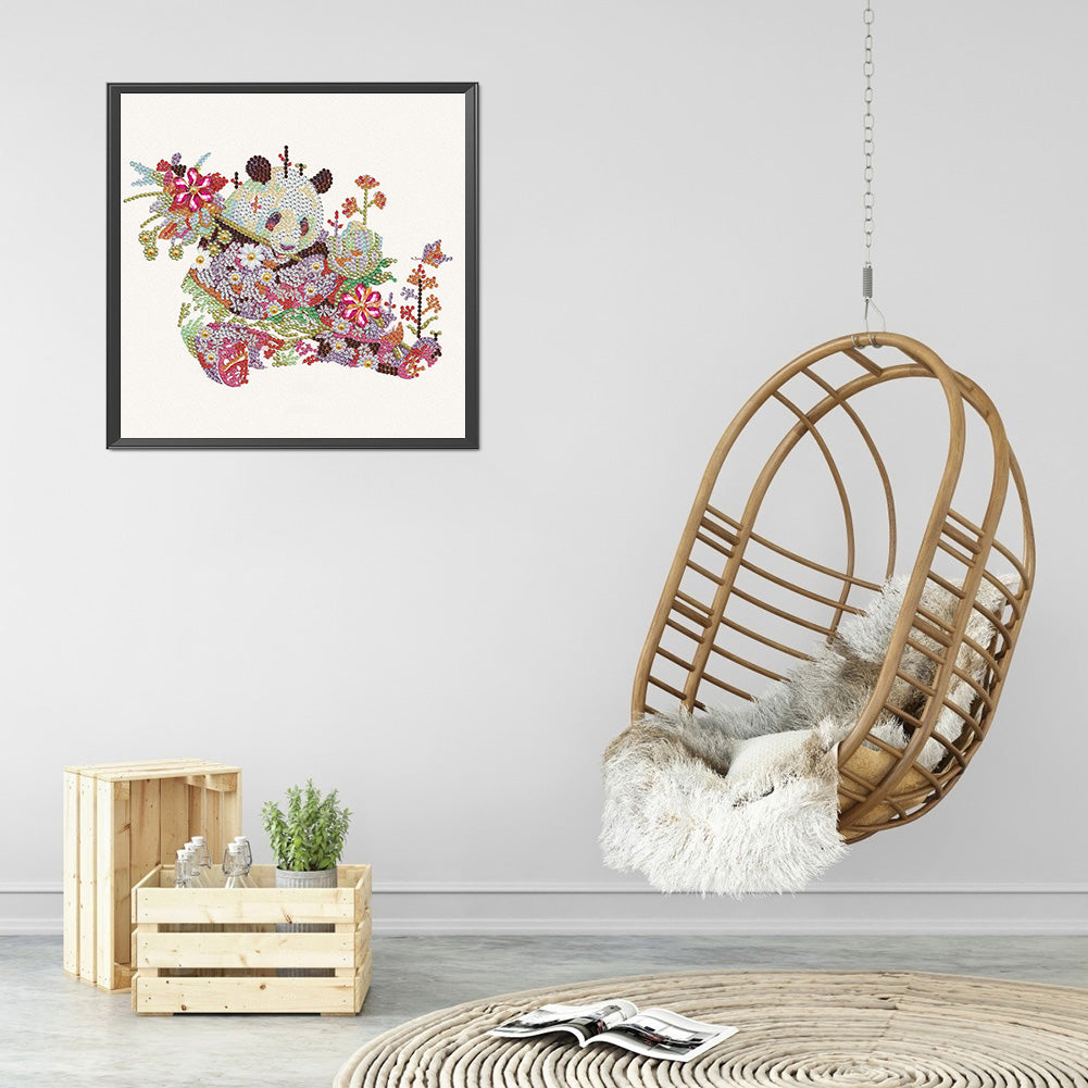 Flower Panda - Special Shaped Drill Diamond Paiting 30*30CM