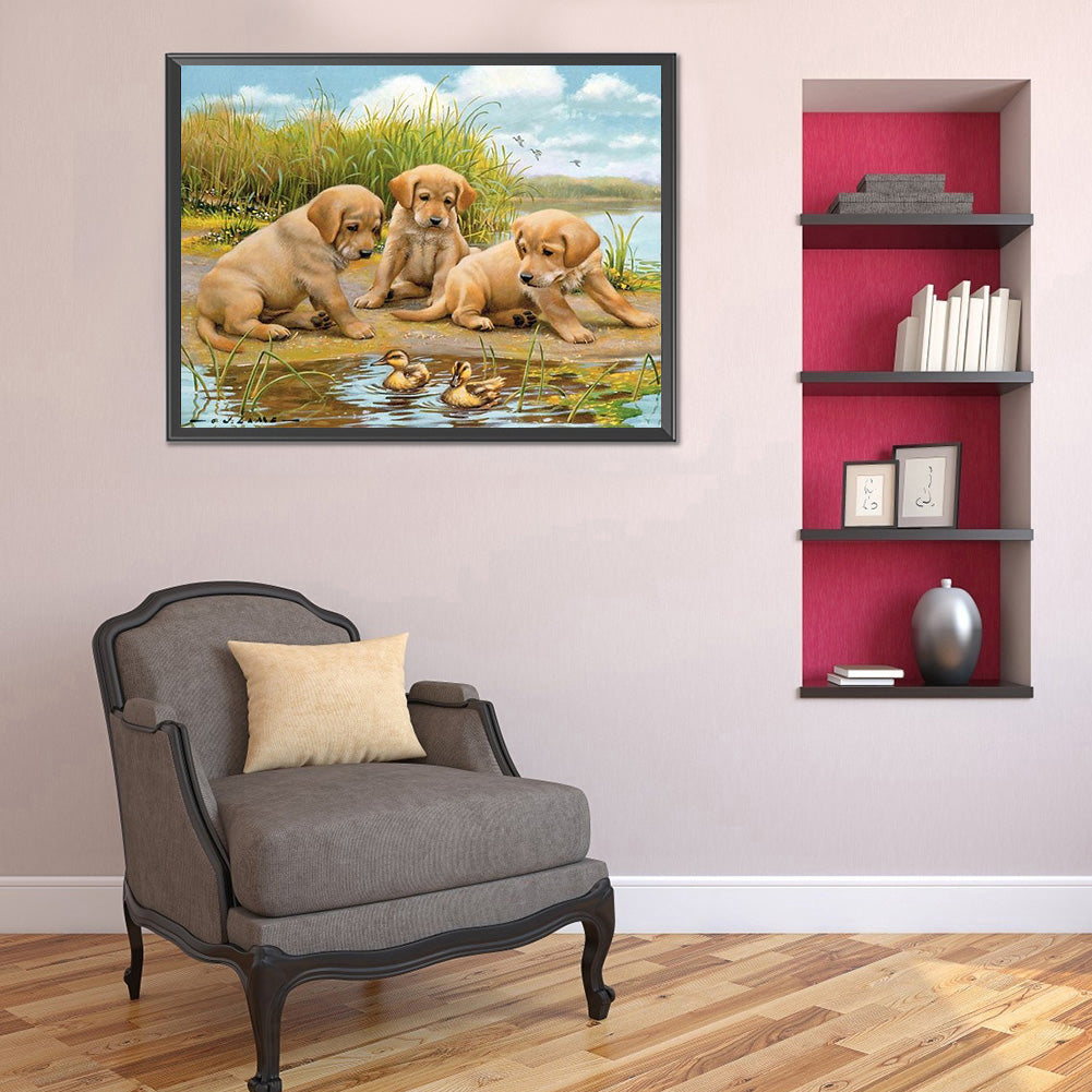 Puppy - Full Round Drill Diamond Painting 40*30CM