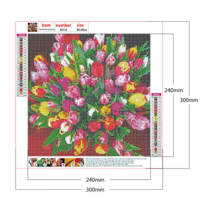 Tulip Bouquet - Full Round Drill Diamond Painting 30*30CM