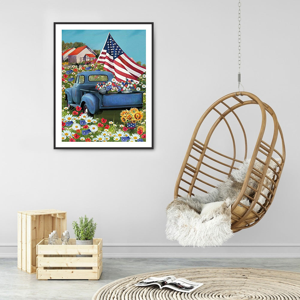 Independence Day Flag Garden - Full Round Drill Diamond Painting 30*40CM