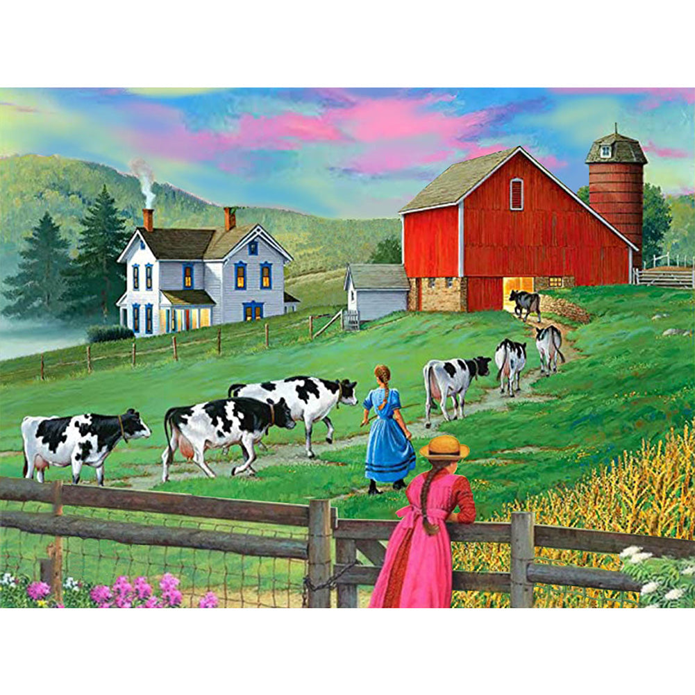 Manor Farm - Full Round Drill Diamond Painting 40*30CM