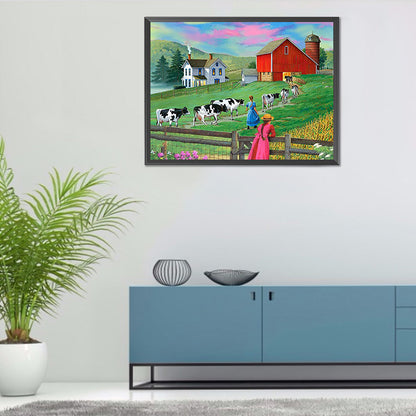 Manor Farm - Full Round Drill Diamond Painting 40*30CM