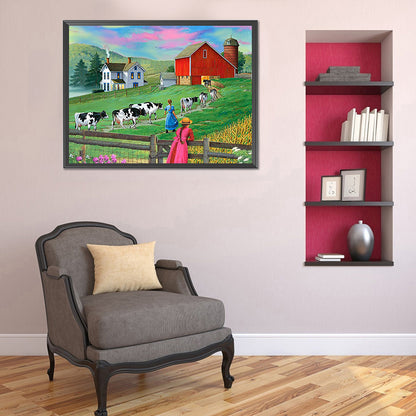 Manor Farm - Full Round Drill Diamond Painting 40*30CM
