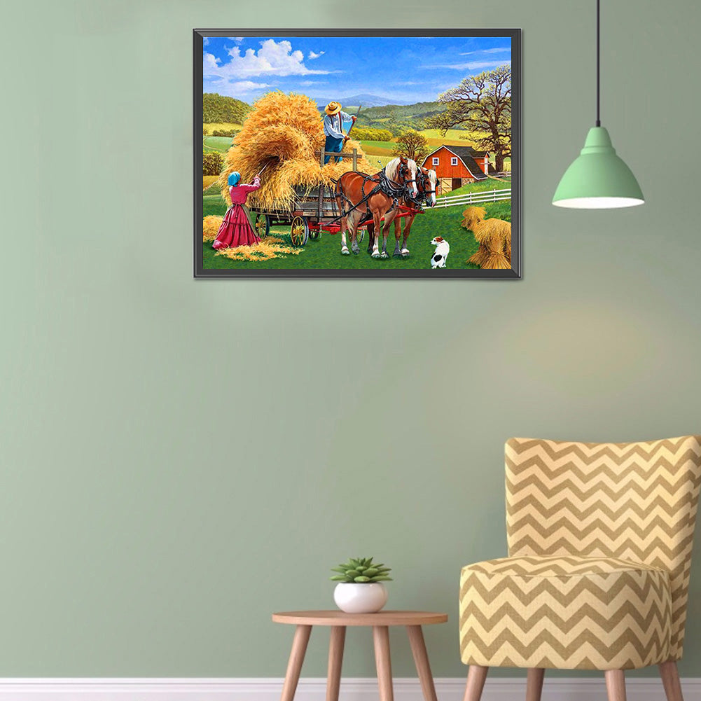 Manor Farm - Full Round Drill Diamond Painting 40*30CM