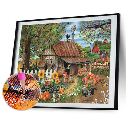 Rural House - Full Round Drill Diamond Painting 40*30CM