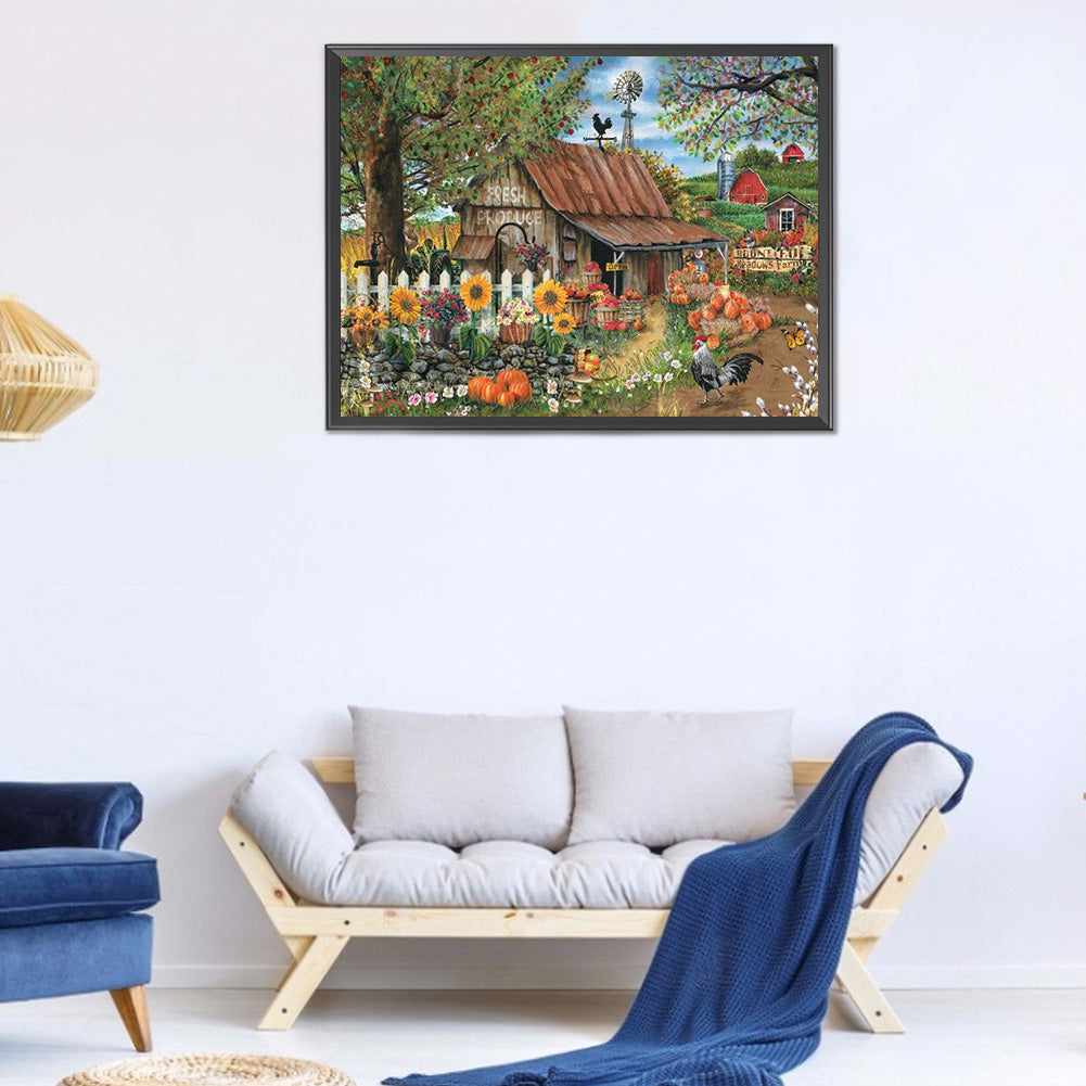 Rural House - Full Round Drill Diamond Painting 40*30CM