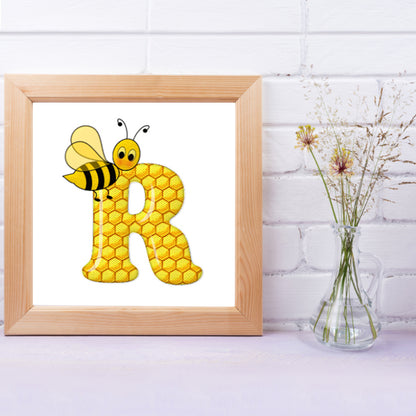 Bee Letter R - Full Round Drill Diamond Painting 30*30CM