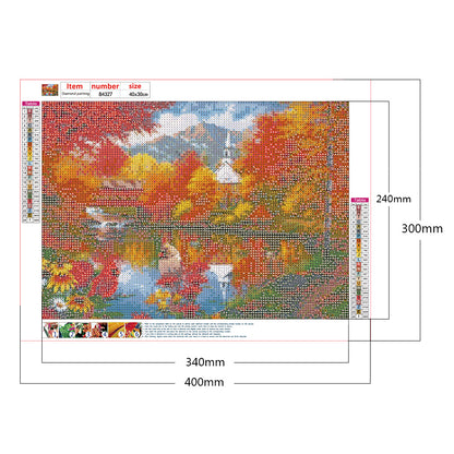 Autumn Lake View - Full Round Drill Diamond Painting 40*30CM