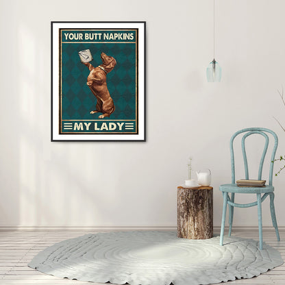Puppy Calligraphy - Full Round Drill Diamond Painting 30*40CM