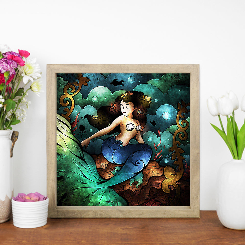 Mermaid - Full Round Drill Diamond Painting 30*30CM