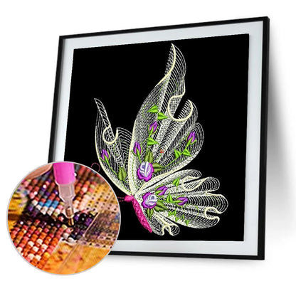 Embroidered Butterfly - Full Round Drill Diamond Painting 30*30CM