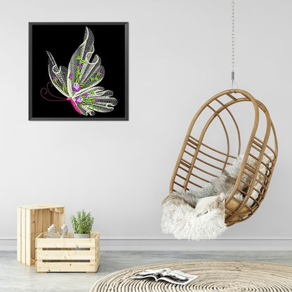 Embroidered Butterfly - Full Round Drill Diamond Painting 30*30CM