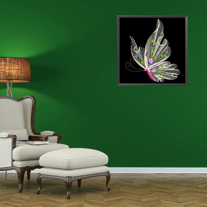 Embroidered Butterfly - Full Round Drill Diamond Painting 30*30CM